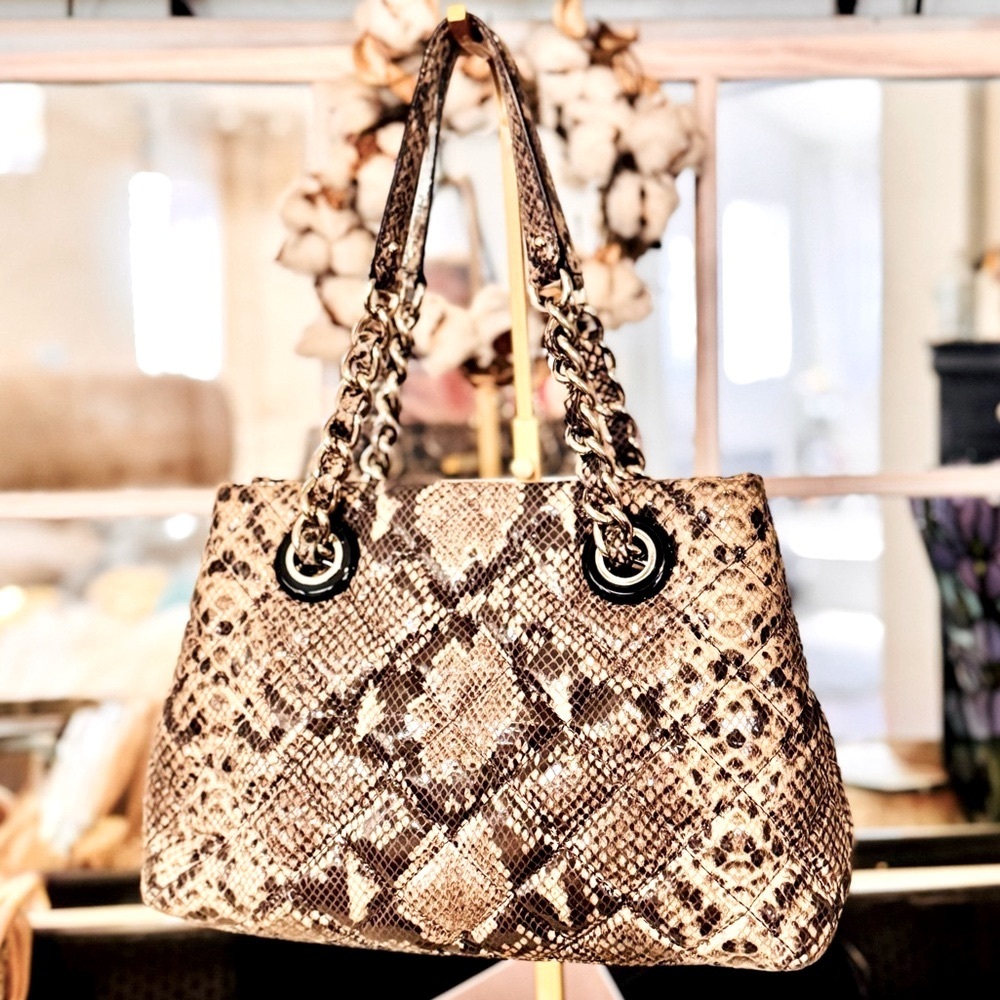 Kate Spade Quilted Maryanne Snakeskin embossed Handbag with dust bag EUC $378 - Picture 6 of 15